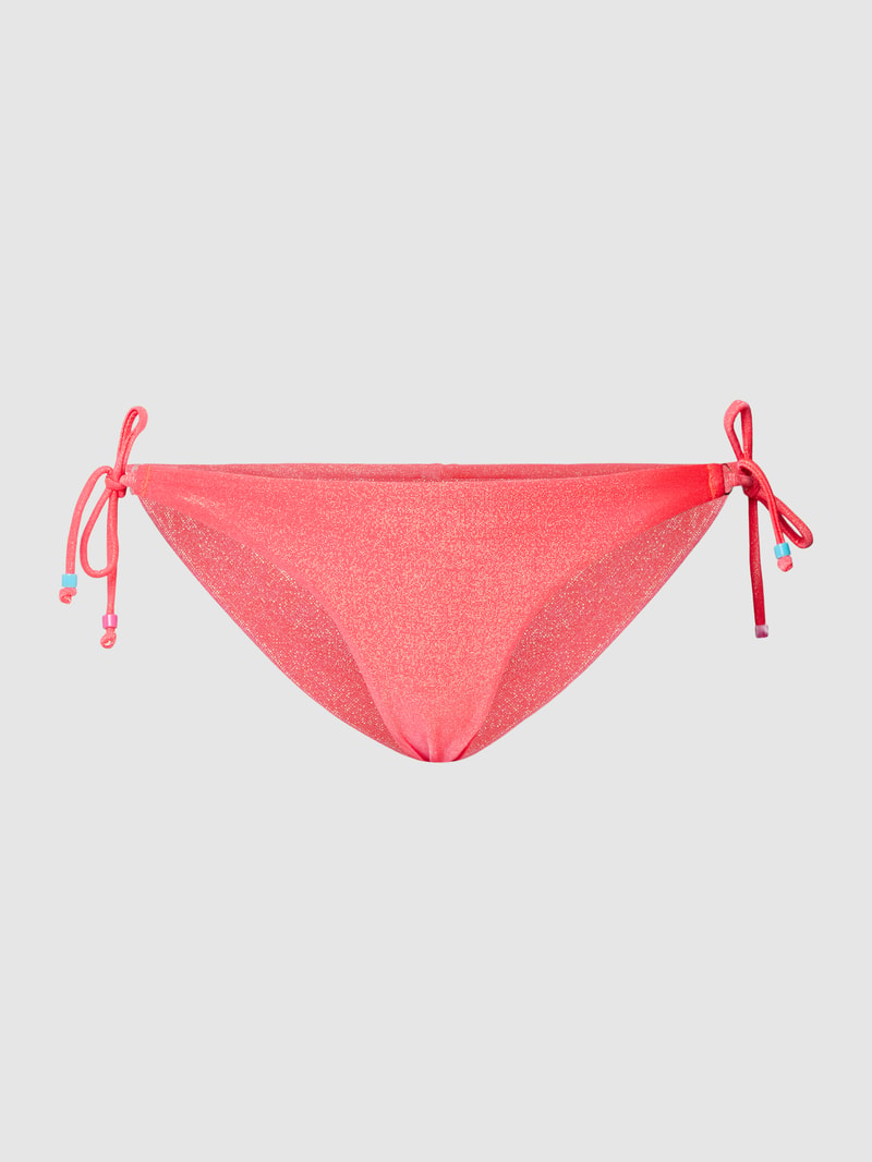 Bikini-Slip mit Schnürung und Perlen in koralle