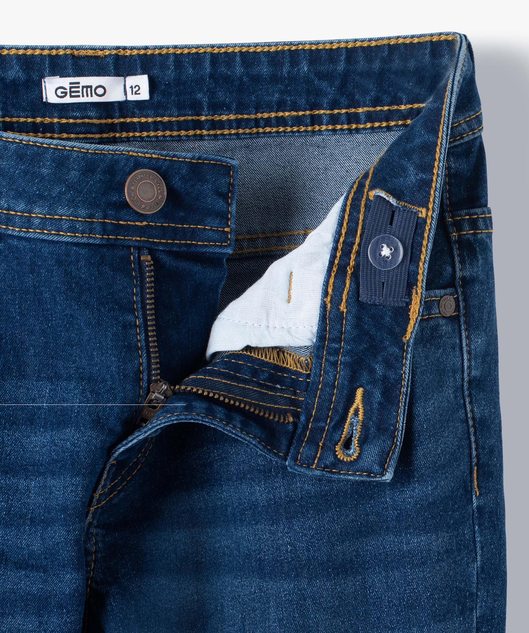 Jean Garçon coupe slim avec plis sur les hanches stone | GEMO