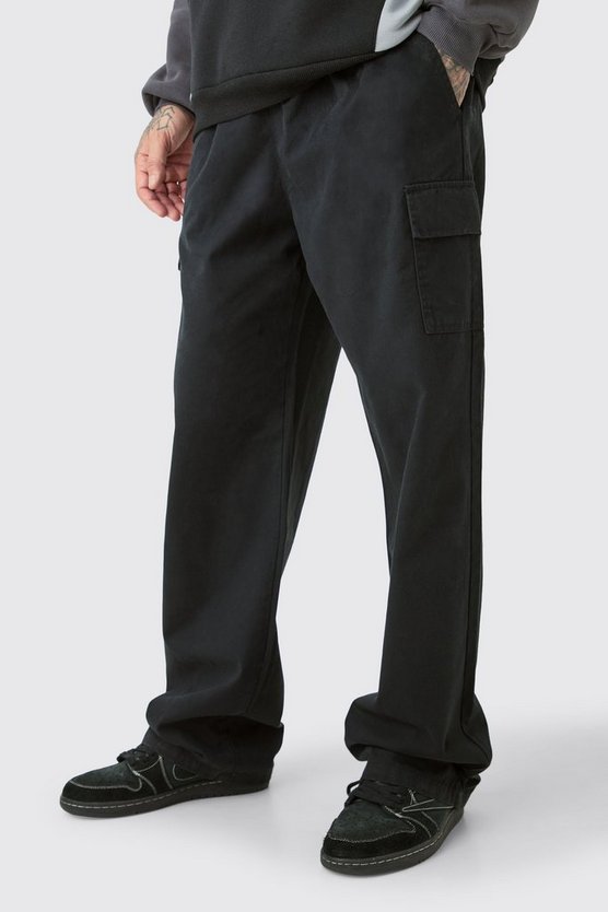 Tall lockere Twill Cargohose mit elastischem Bund