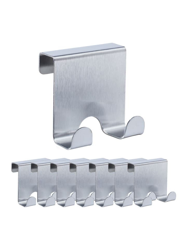relaxdays 8x Türhaken in Silber - (B)7 x (H)6,5 x (T)5 cm günstig kaufen onesize