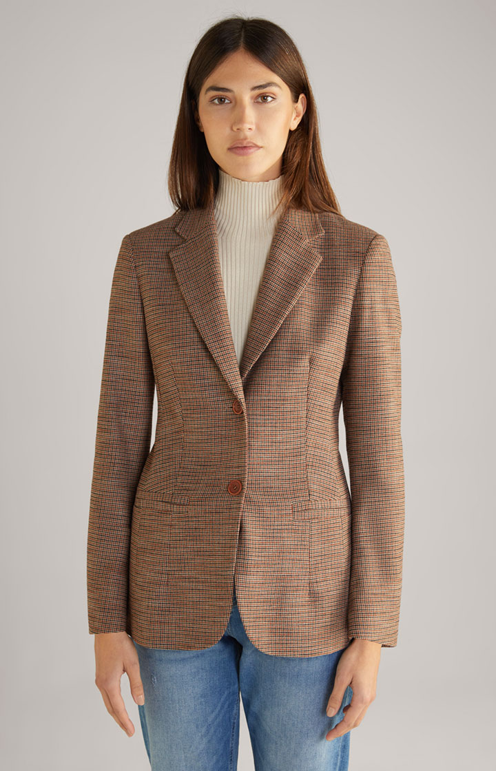 Blazer in Orange/Schwarz/Ecru gemustert