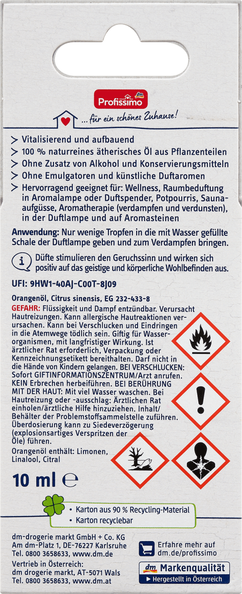 naturreines ätherisches Öl Orange, 10 ml