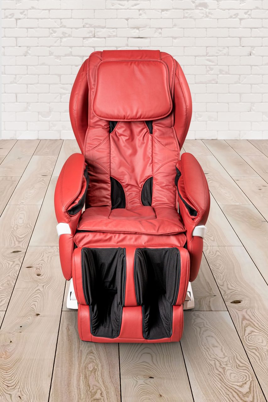 PureHaven Massage-Sessel 118x76x76 cm 6 Massagearten Rücken- Fuß- und Gesäßmassage einfache Bedienung energiesparend hochwertiges PU Leder in rot