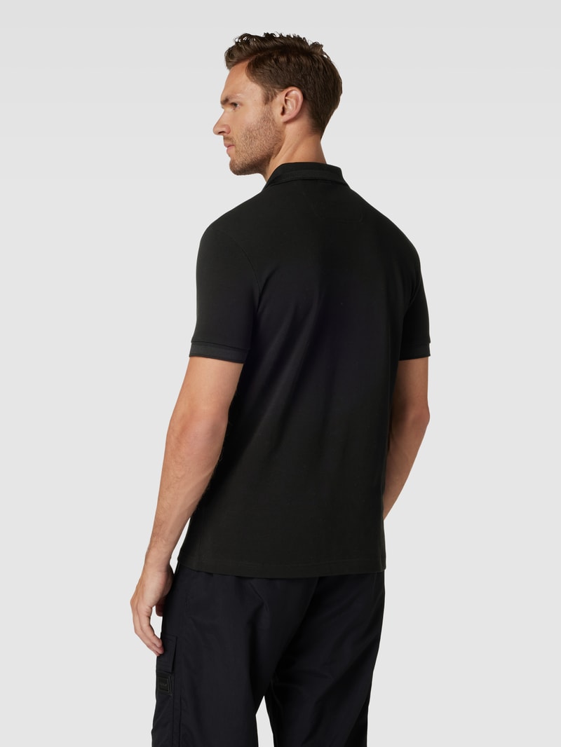 Regular Fit Poloshirt mit Label-Stitching Modell 'PADDY' in schwarz