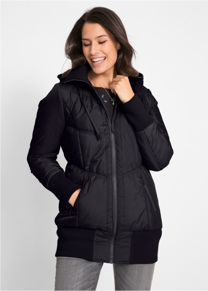Steppjacke mit breitem Komfortbund und Kapuze