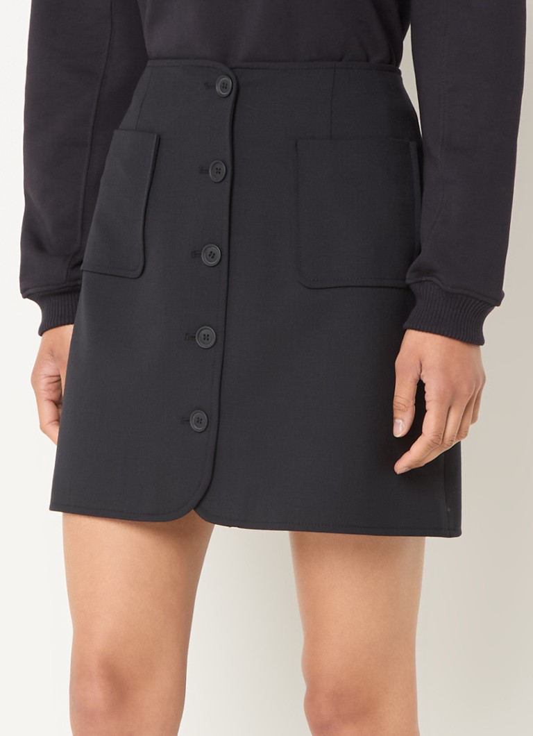 Claudie Pierlot  Sixties minirok in wolblend met opgestikte zakken