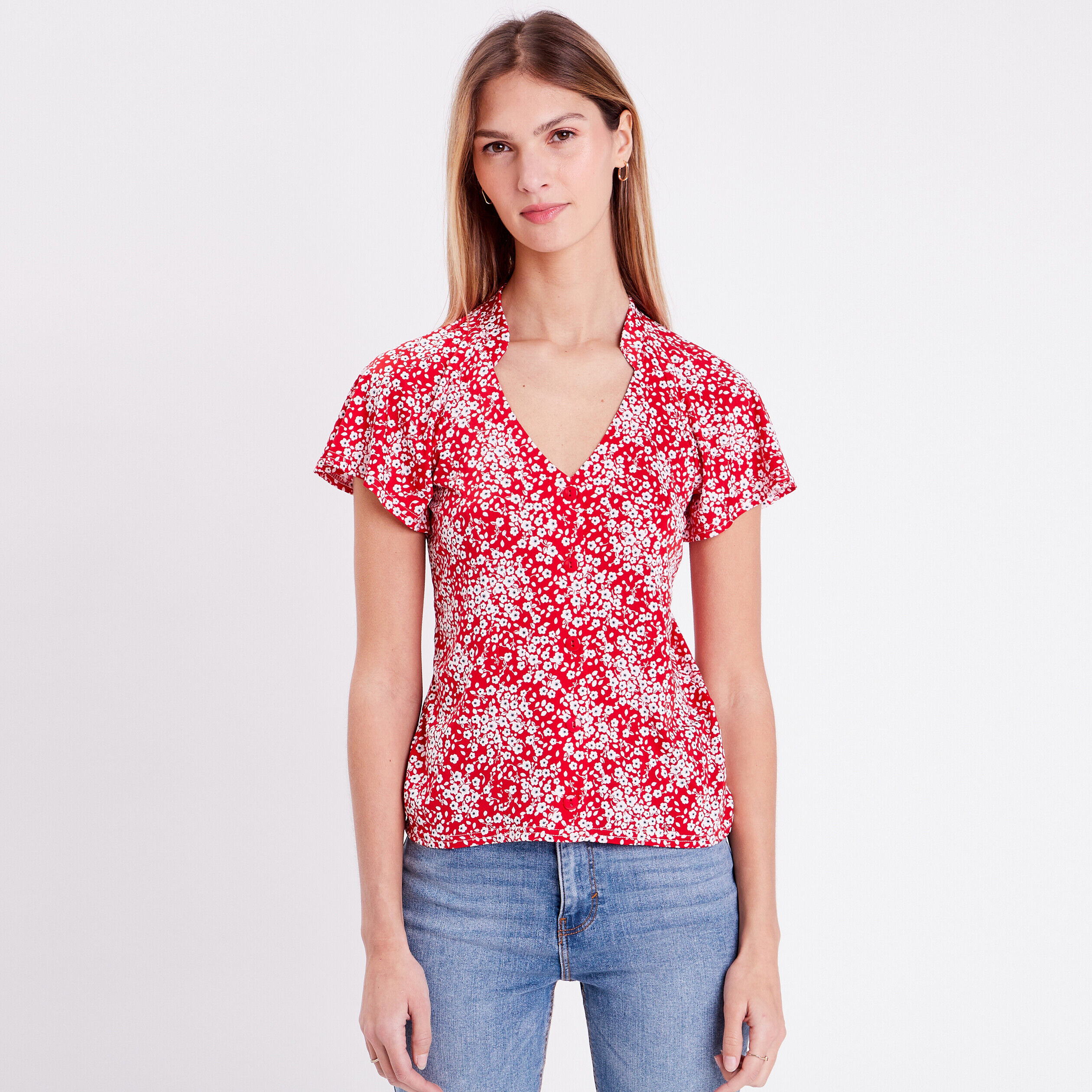Blouse boutonnée rouge femme | Cache Cache