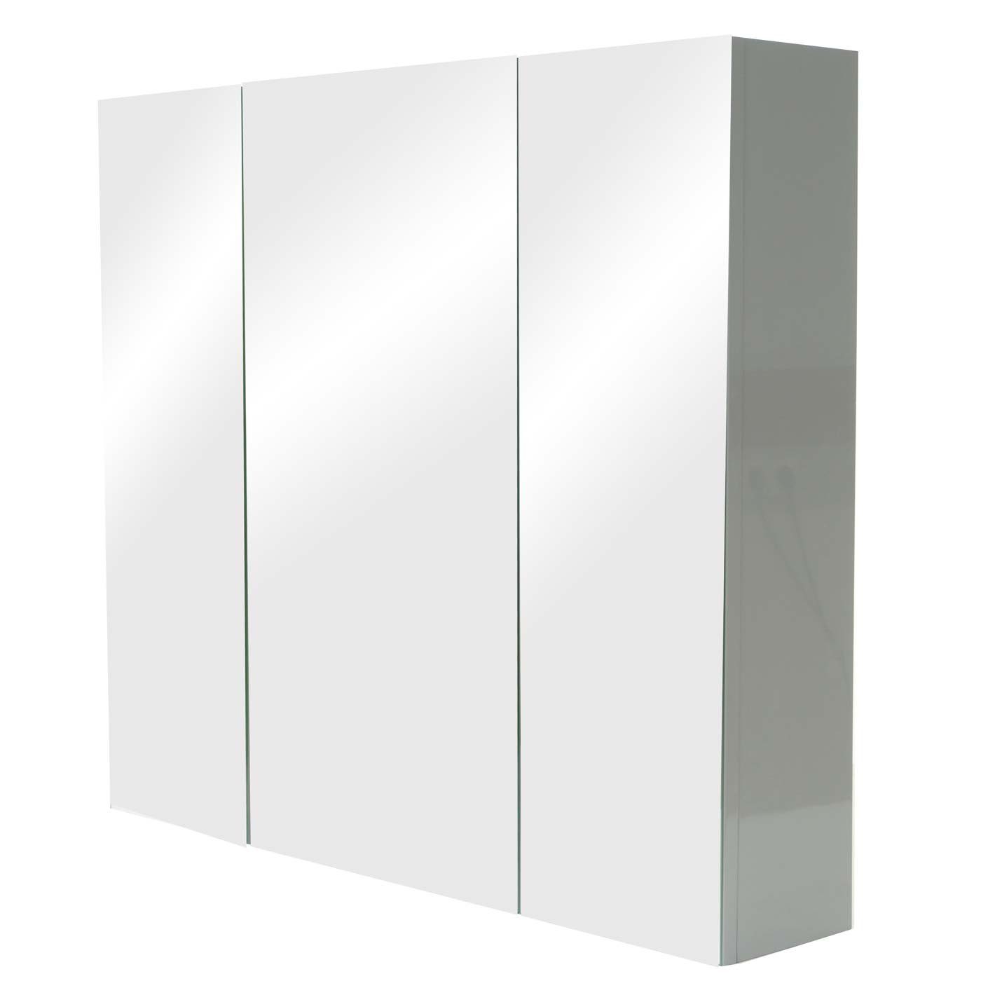 MCW Badezimmerspiegelschrank MCW-B19b-80 mit Ablageflächen, Hochglanz-Optik