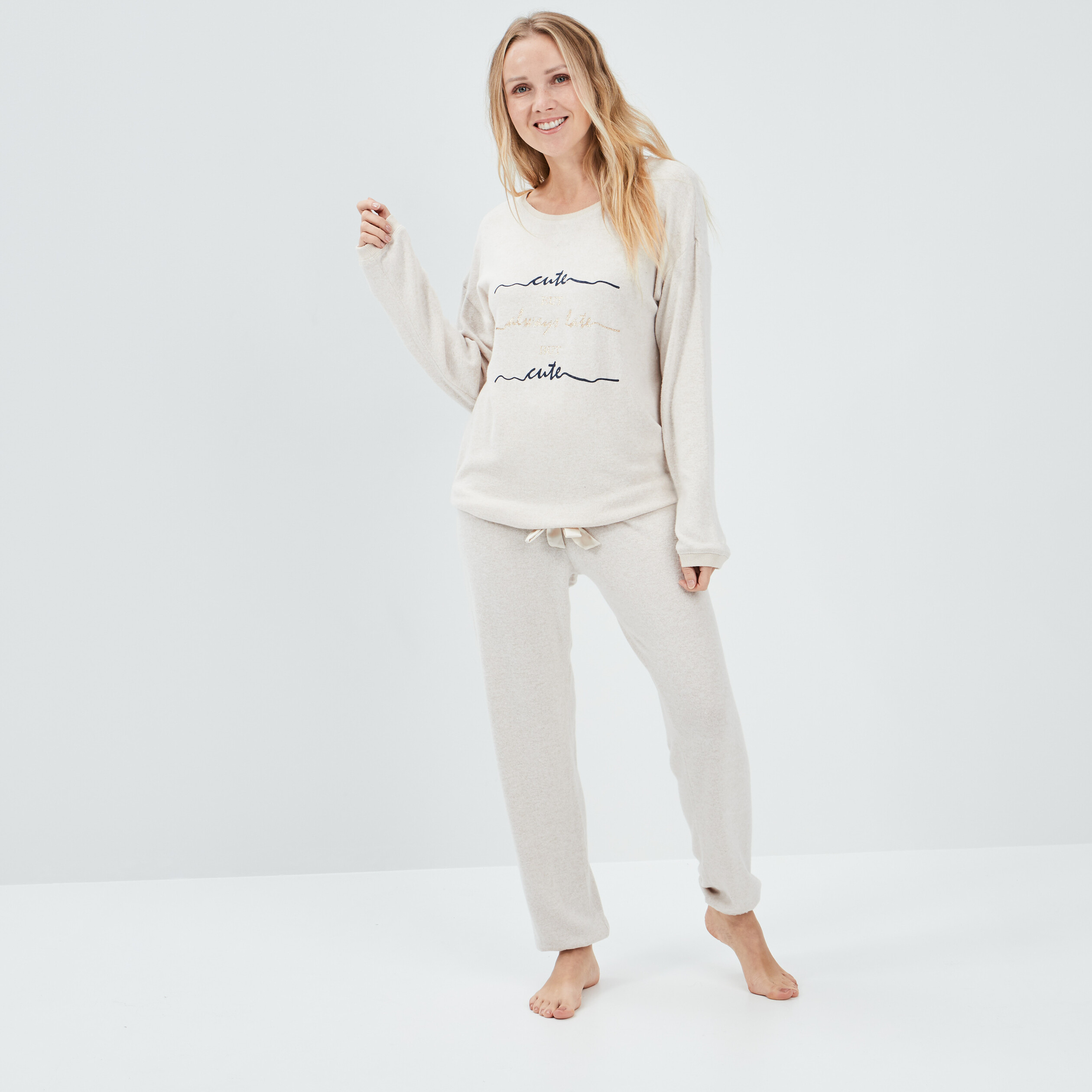 Ensemble pyjama 2 pièces ivoire femme | La Halle