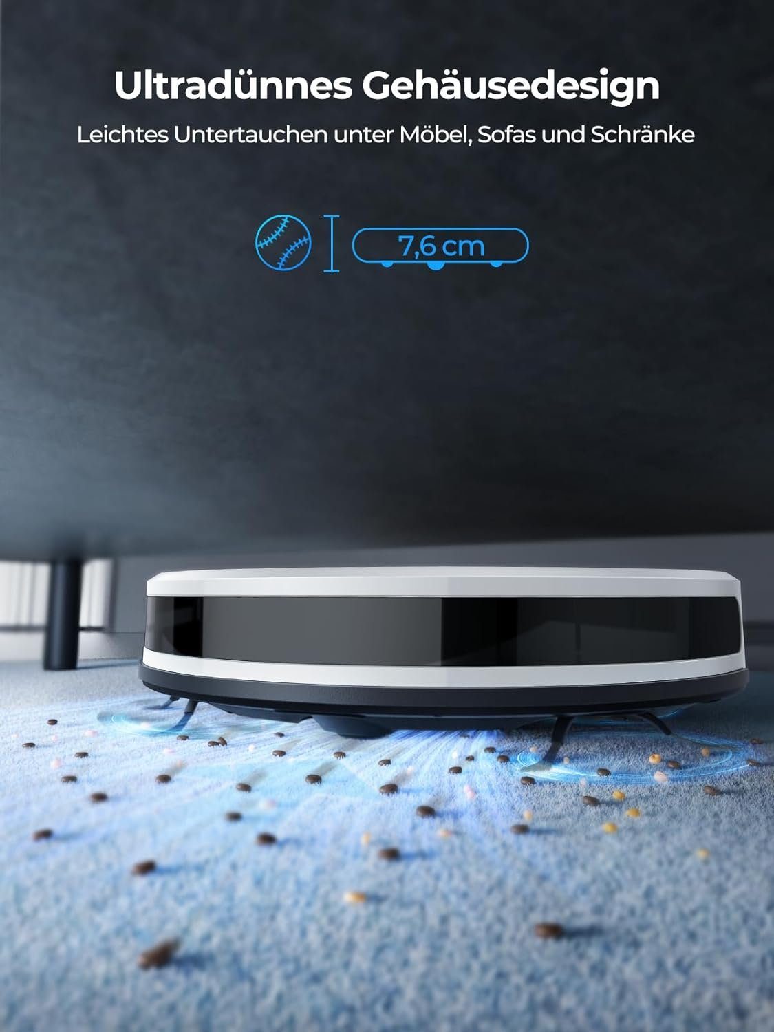 Laresar Saugroboter, Saugroboter mit Wischfunktion, 4000Pa Staubsauger Roboter 150 Min Max, saugroboter ideal für Hartböden Tierhaare Teppiche, Intelligente App-Steuerung, Arbeit mit Alexa