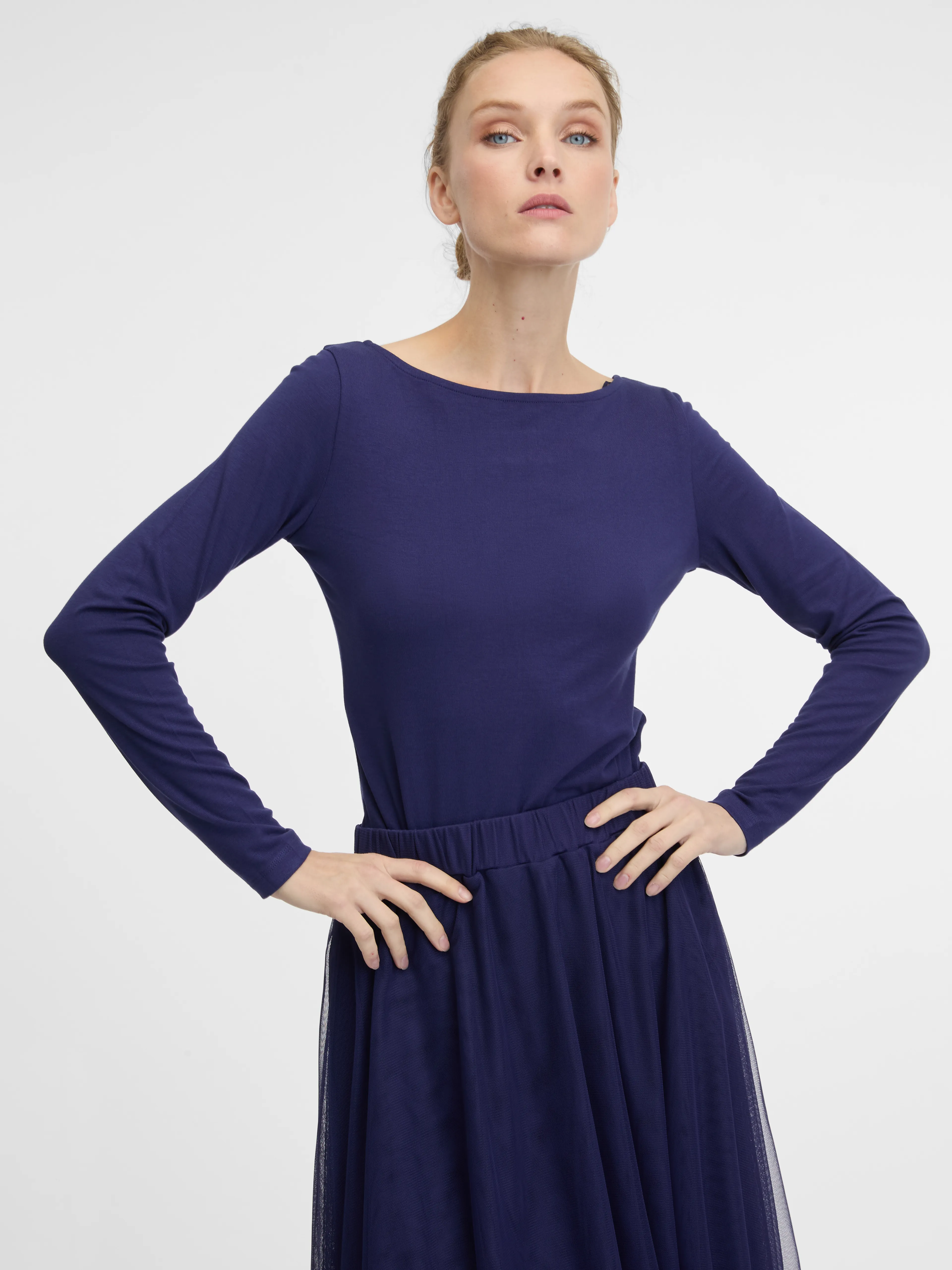 Dunkelblaues Damen-Langarmshirt ORSAY