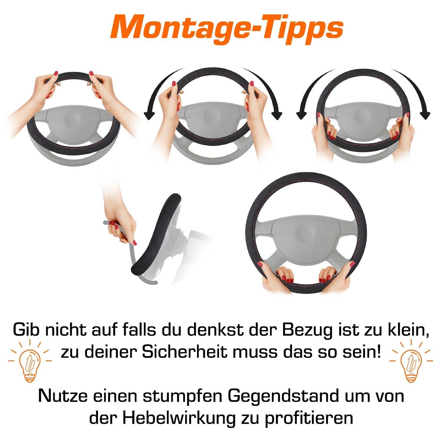 Upgrade4cars Lenkradbezug Alcantara Optik, Ø 37,00 - 39,00 cm, Sportlich-Elegante Wildlederähnliche Struktur