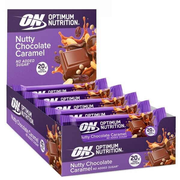 Optimum Nutrition Pähkinäinen Suklaakaramelli Proteiinipatukka 10 kpl