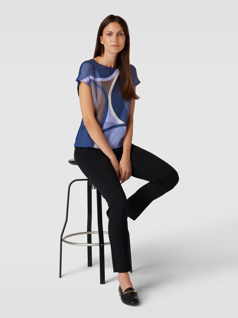 Blusenshirt aus Viskose mit Allover-Muster Modell 'Sadoli' in marineblau