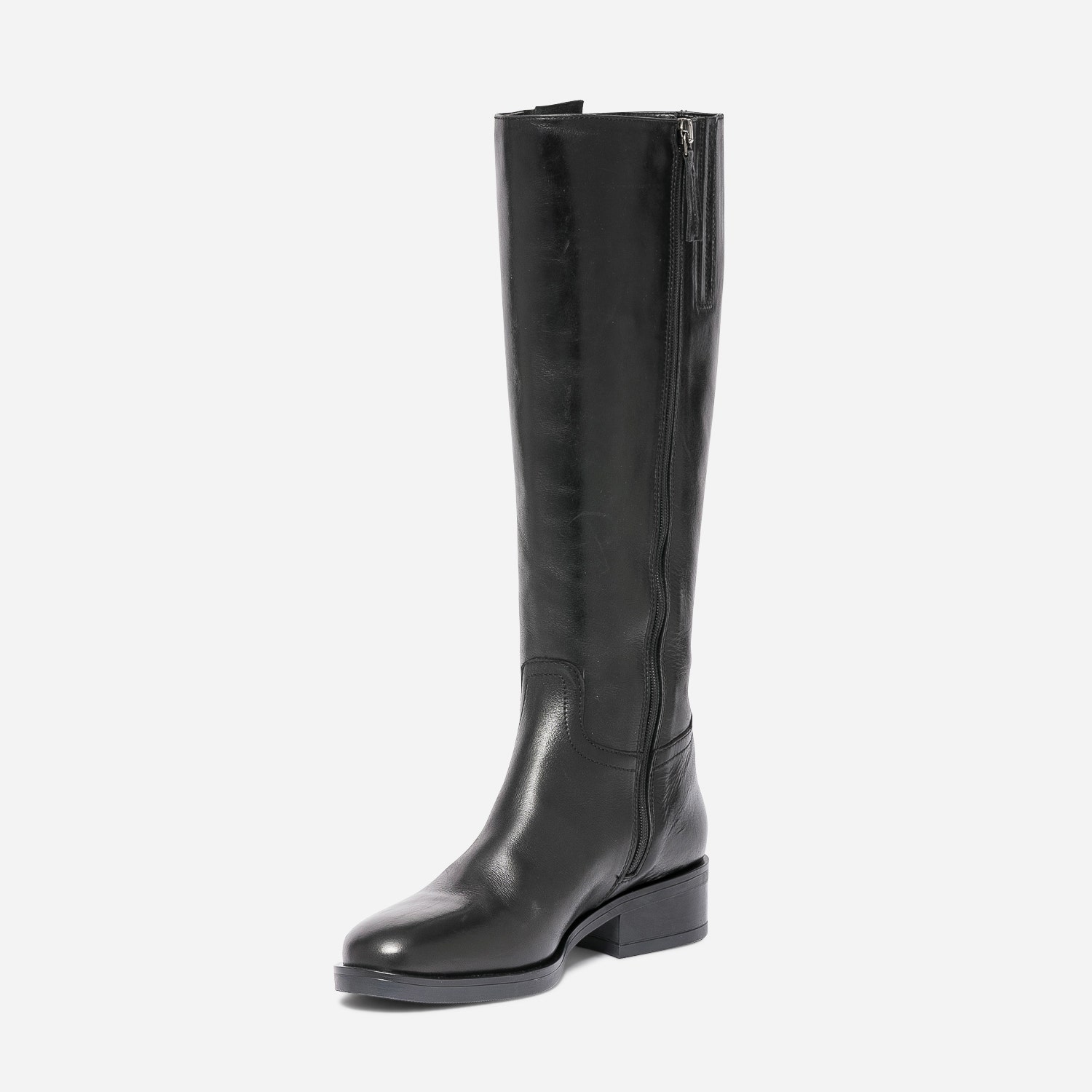 Botte noire en cuir à double boucle