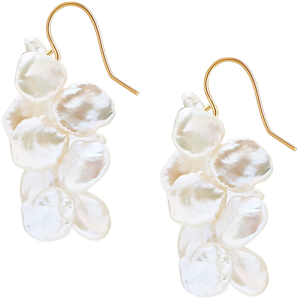 Valero Pearls Boucles d'oreille en perle Argent sterling Perle de culture d'eau douce en Or jau Boucles d'oreilles