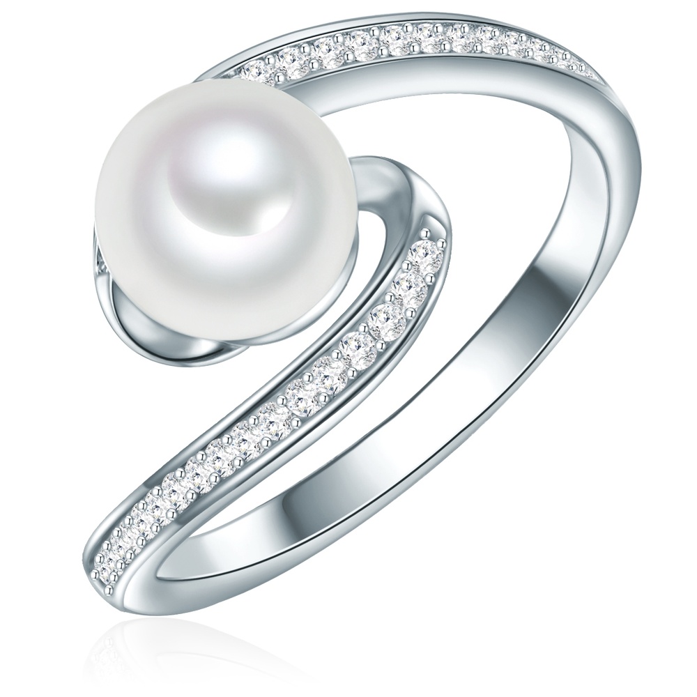 Valero Pearls Bague Argent sterling Oxyde de zirconium (CZ) Perle de culture d'eau douce en Arg Bague