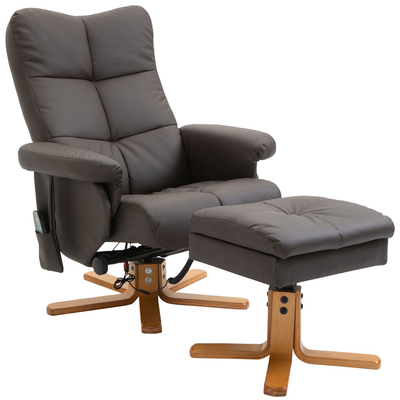 HOMCOM Massagesessel mit Fußhocker Relaxsessel  Braun