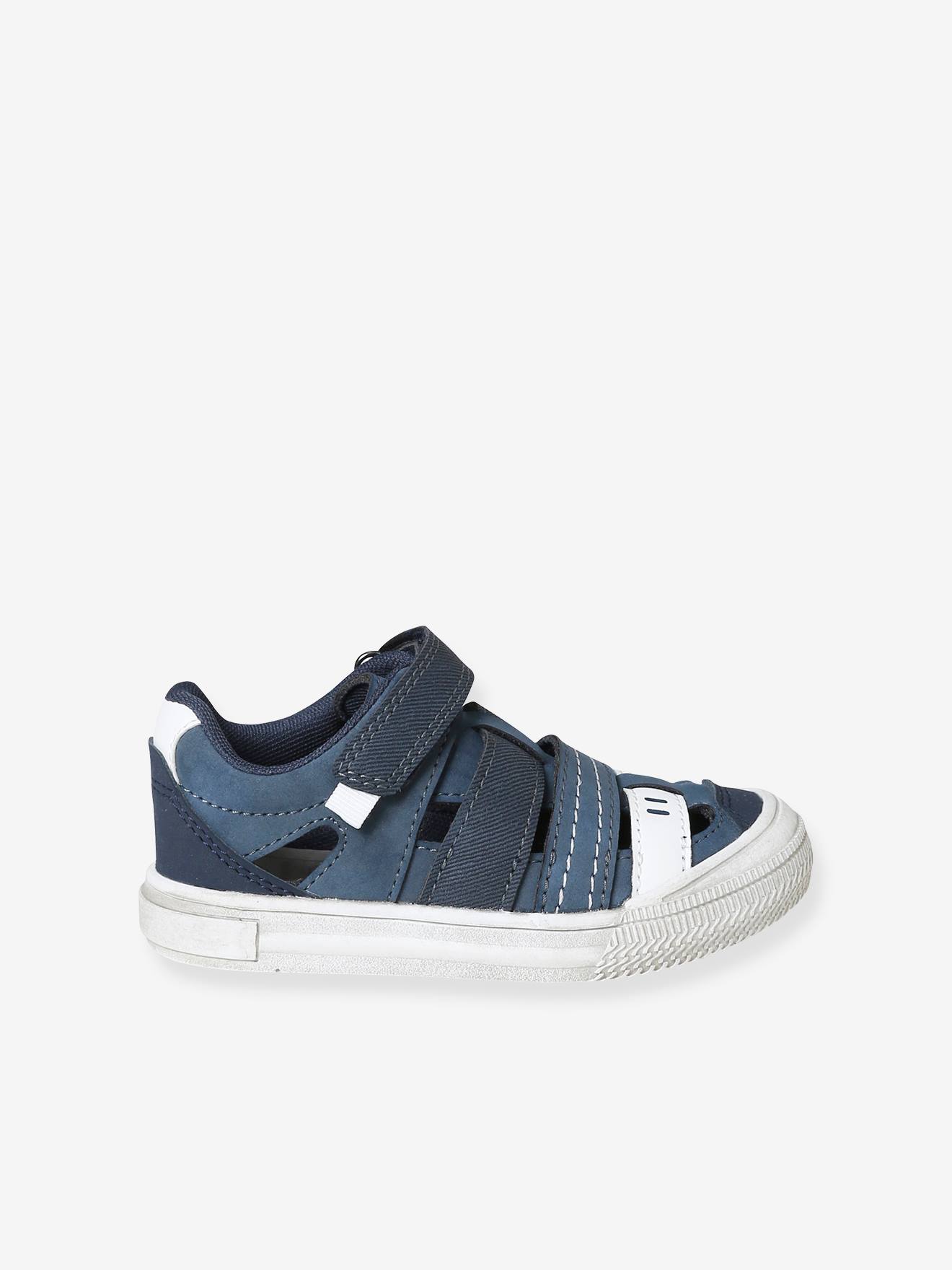 Vertbaudet Jungen Klett-Sandalen, Anziehtrick - blau