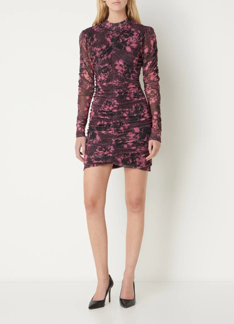 Rochie scurtă tricotată NIKKIE Augusta, cu mâneci bufante și imprimeu floral.