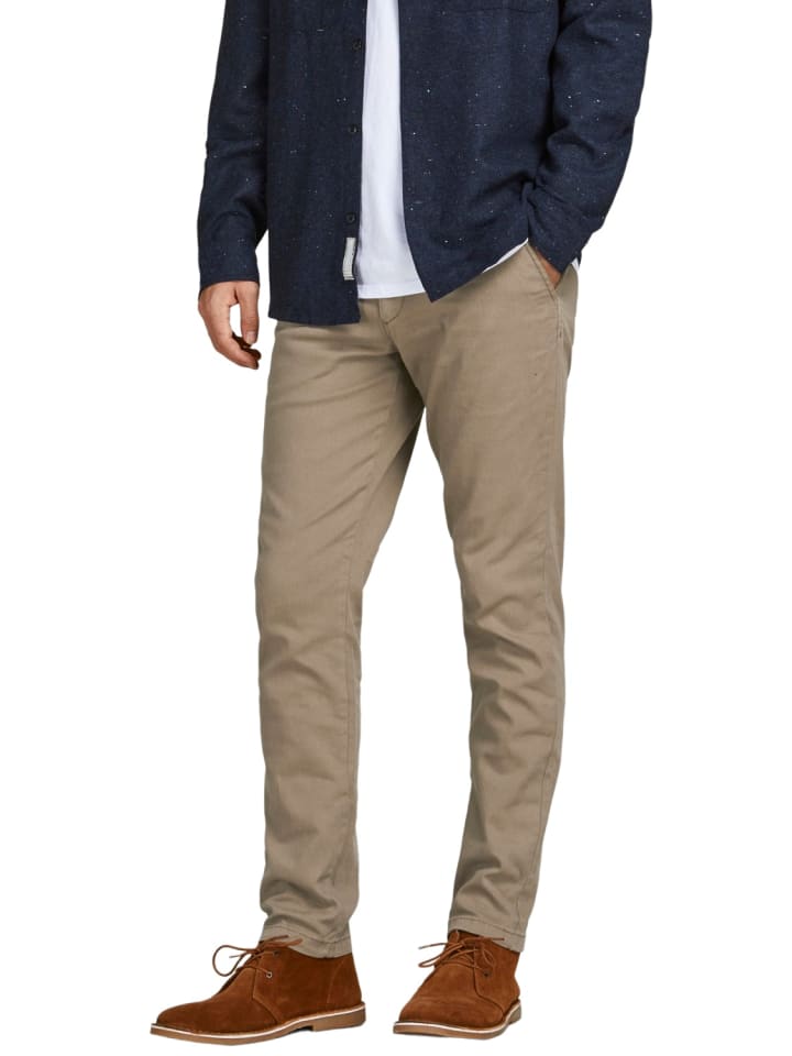 Jack & Jones Stoffhose / Chino JPSTMARCO JJDAVE AKM BEIGE slim in Beige günstig kaufen