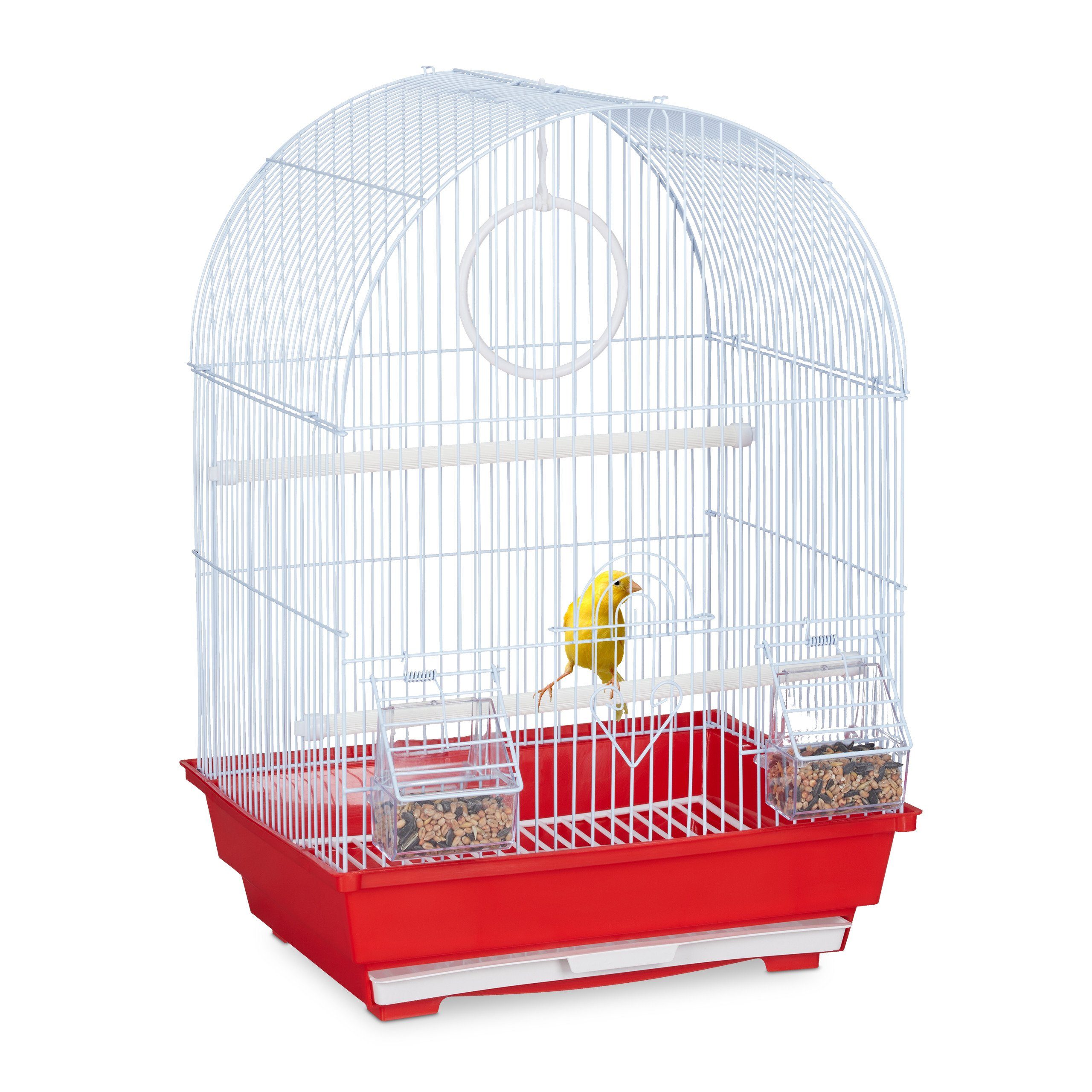 relaxdays Vogelkäfig Vogelkäfig mit Zubehör rot