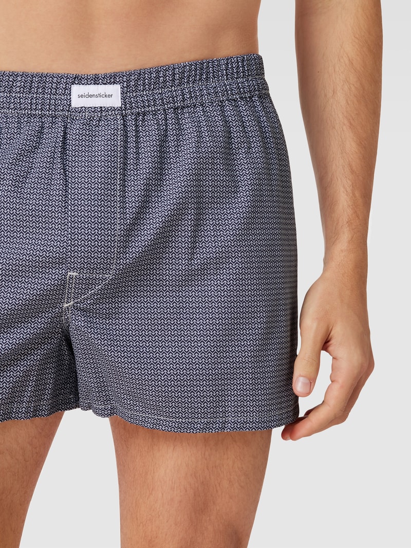 Boxershorts mit Allover-Muster im 2er-Pack in dunkelblau
