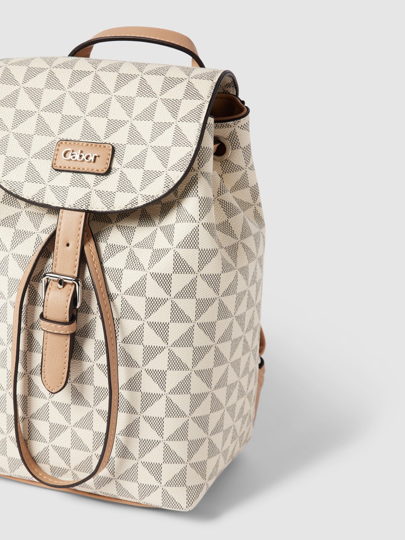 Rucksack mit Allover-Muster Modell 'Barina' in ecru