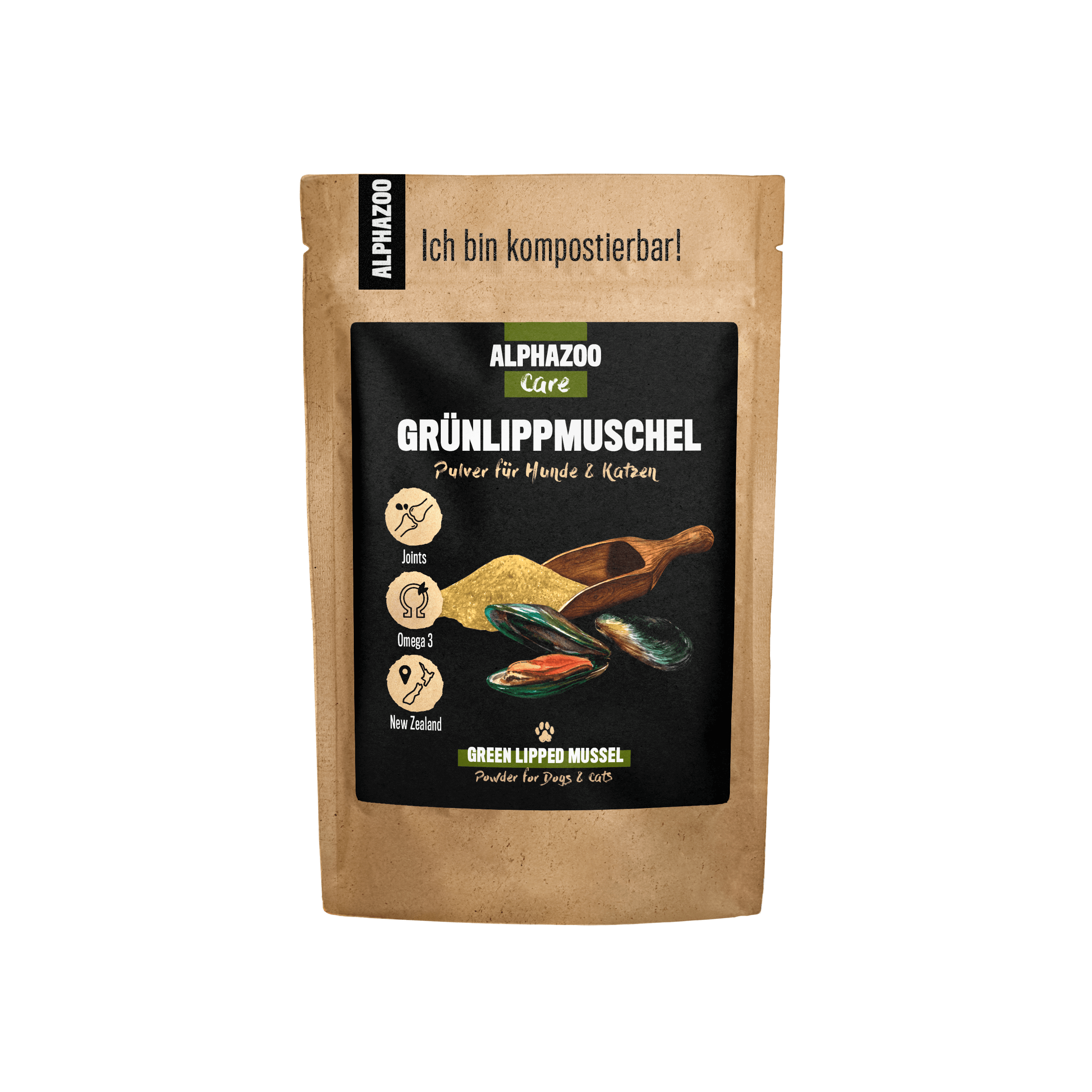 ALPHAZOO Ergänzungsfutter & Aufzucht ALPHAZOO Grünlippmuschel-Pulver für Hunde und Katzen 100 g