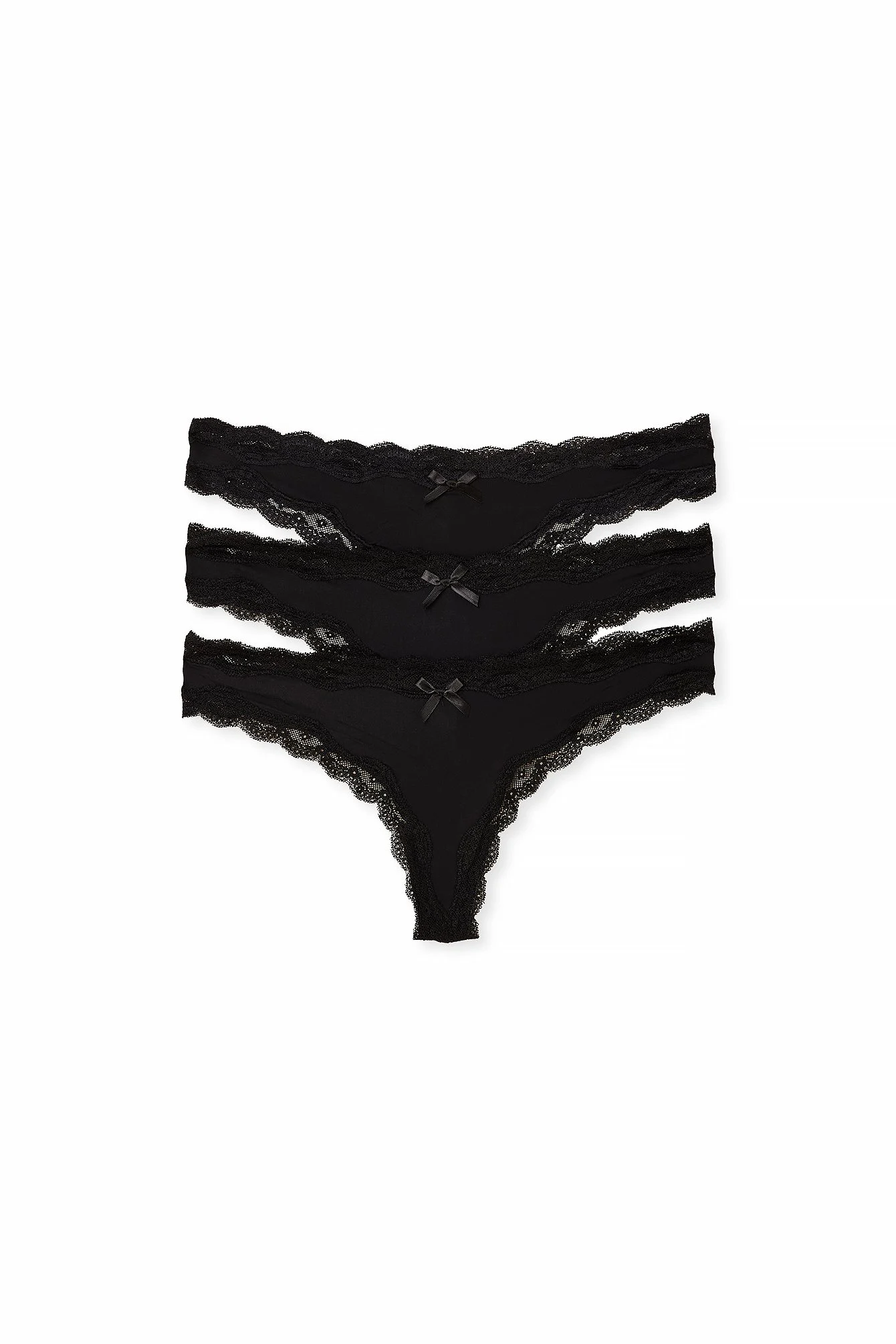 3er-Pack Strings mit Spitze