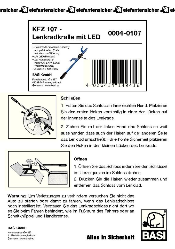 Basi KFZ 107 - Lenkradkralle mit LED