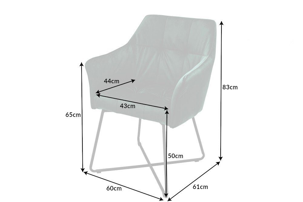 riess-ambiente Polsterstuhl LOFT grün / schwarz (Einzelartikel, 1 St), Esszimmer · Samt · mit Armlehne · Retro