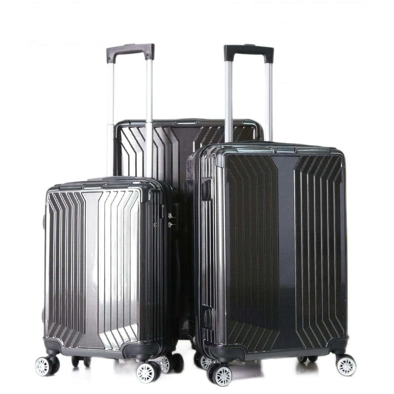 Cheffinger Reisekoffer Koffer 3 tlg Trolley Set Kofferset Gepäck Polycarbonat schwarz