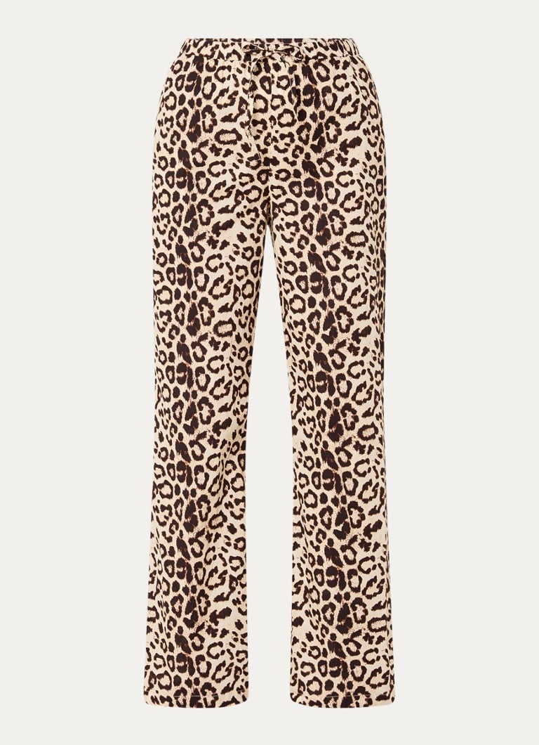Pantaloni Refined Department a vita alta e gamba larga con stampa leopardata e tasche laterali.