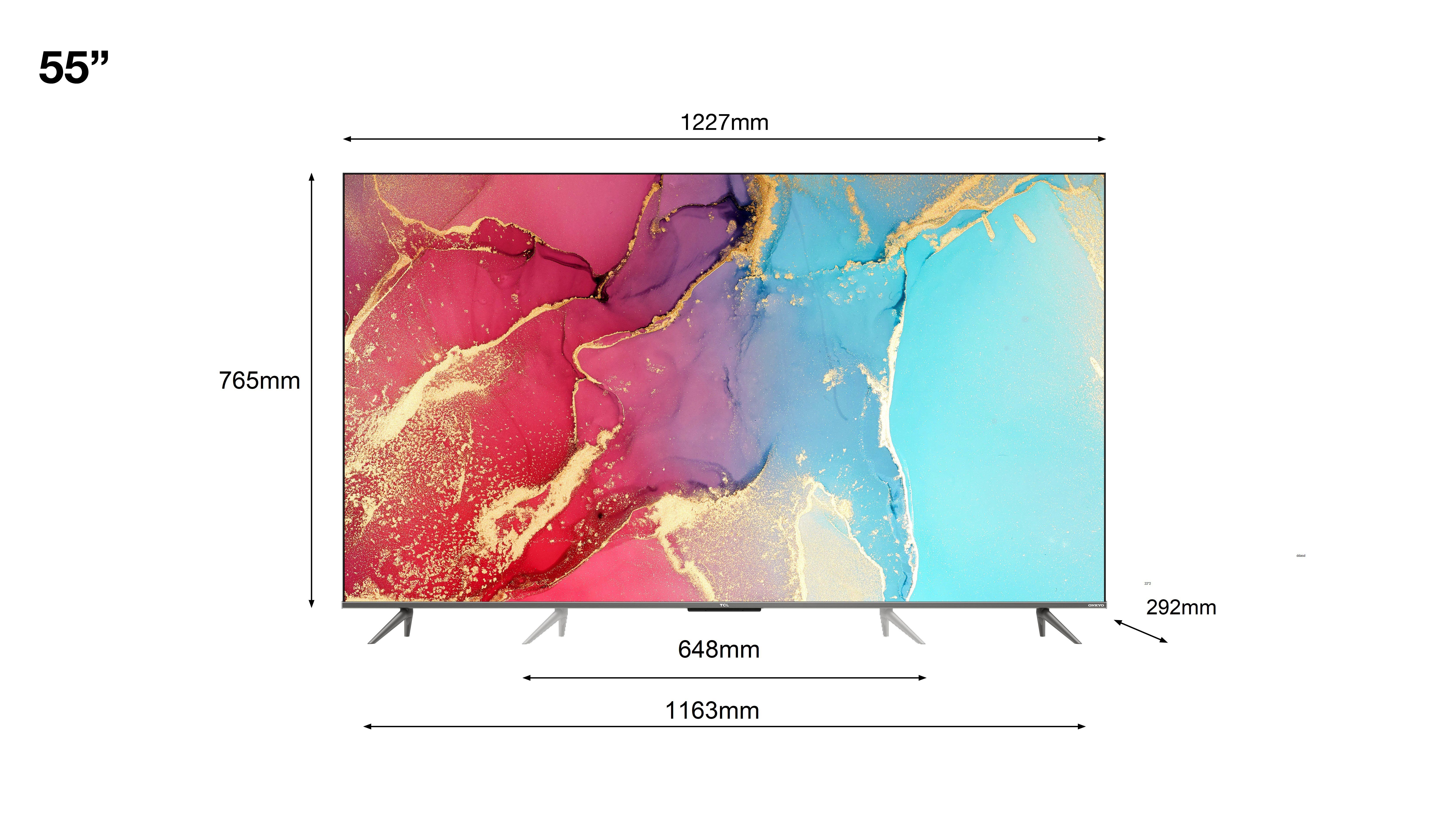 TCL 55RC630X1 QLED-Fernseher (139 cm/55 Zoll, 4K Ultra HD, Smart-TV, HDR Pro, HDR10+, Dolby Vision, Game Master, HDMI 2.1, ONKYO Sound)