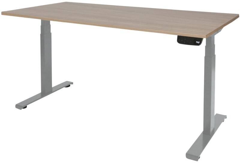 Schaffenburg Höhenverstellbar Sitz-Stehschreibtisch Rechteckig Kirsche Holz Aluminium T-Fuß 1.400 x 800 x 645 mm