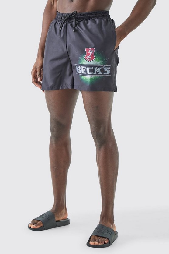 Kurze Badehose mit lizenziertem Becks Print