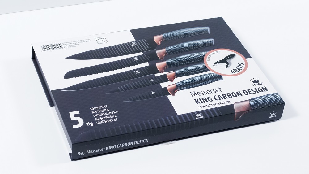 KING Messerset Carbon Design 5 Messer im Set inkl. gratis Schäler