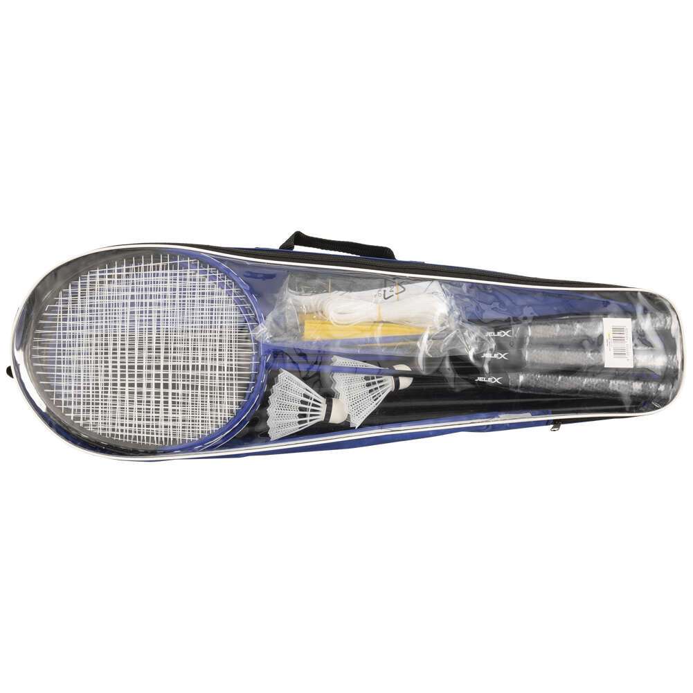 JELEX Big Utd. Badminton Schläger mit Ball und Netz 4er-Set