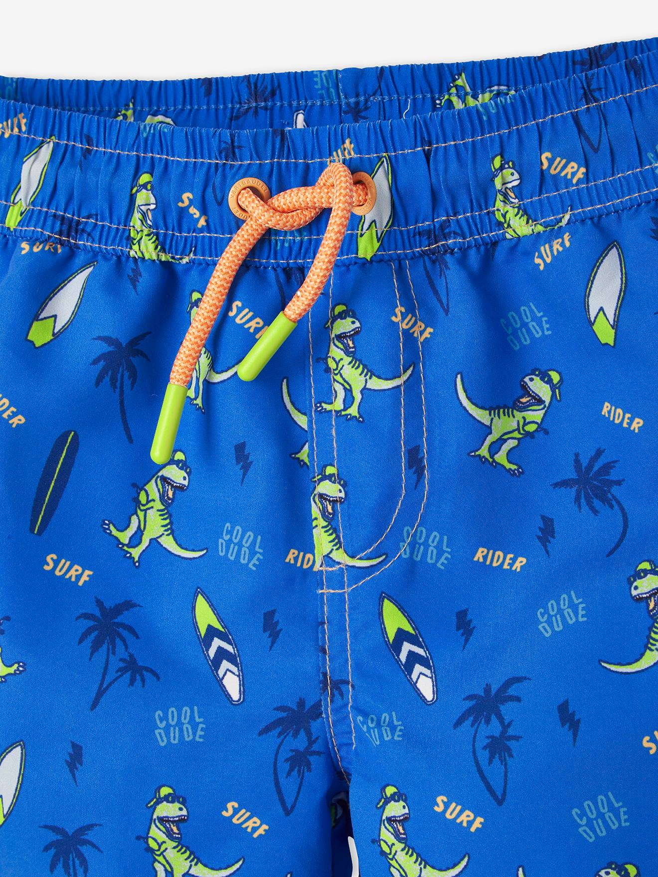 Vertbaudet Jungen Badehose, Dino-Print Oeko-Tex - blau bedruckt