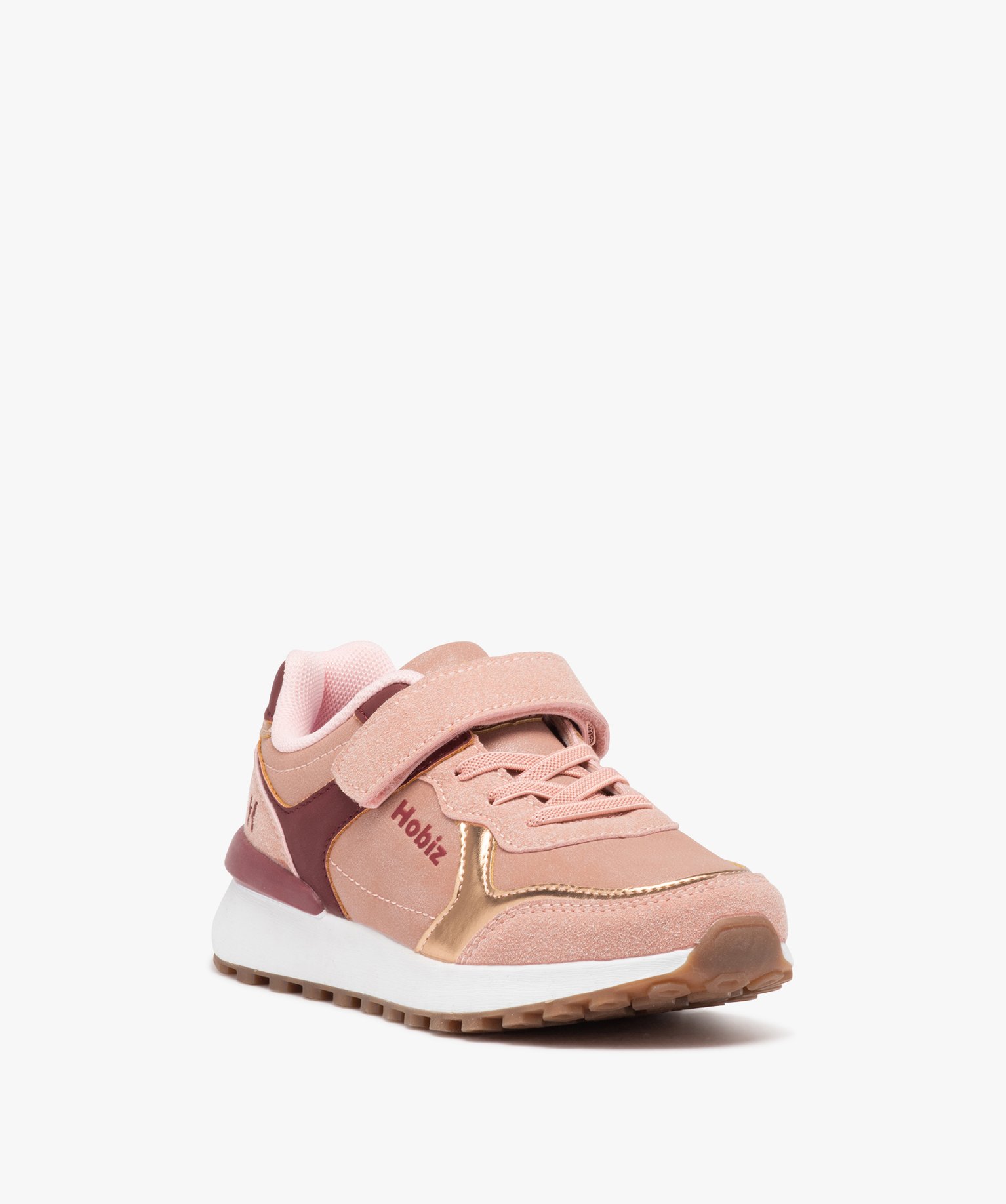 Baskets fille unie style running effet métallisé - Hobiz rose | GEMO