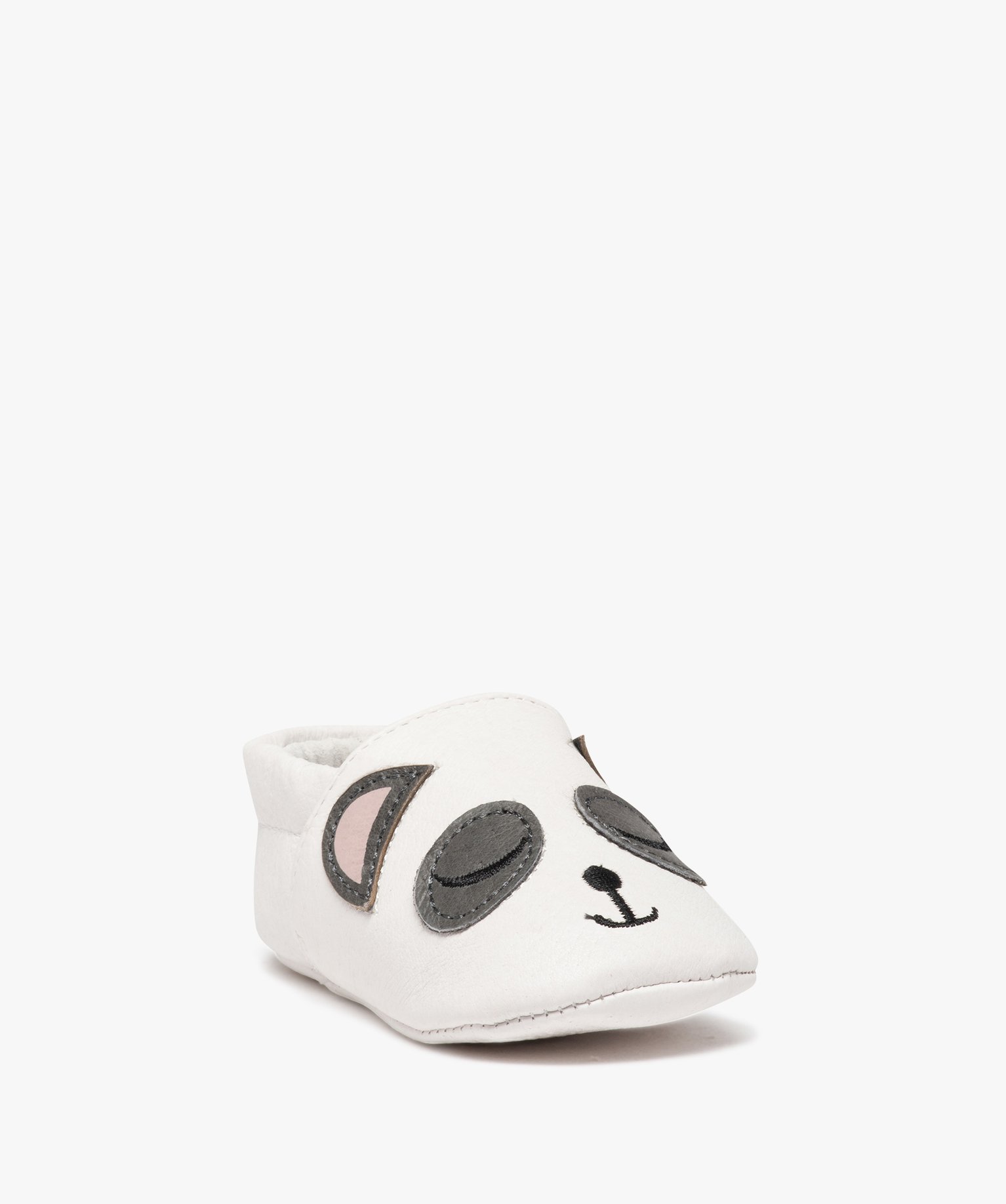 Chaussons de naissance bébé en cuir motifs animaux gris | GEMO