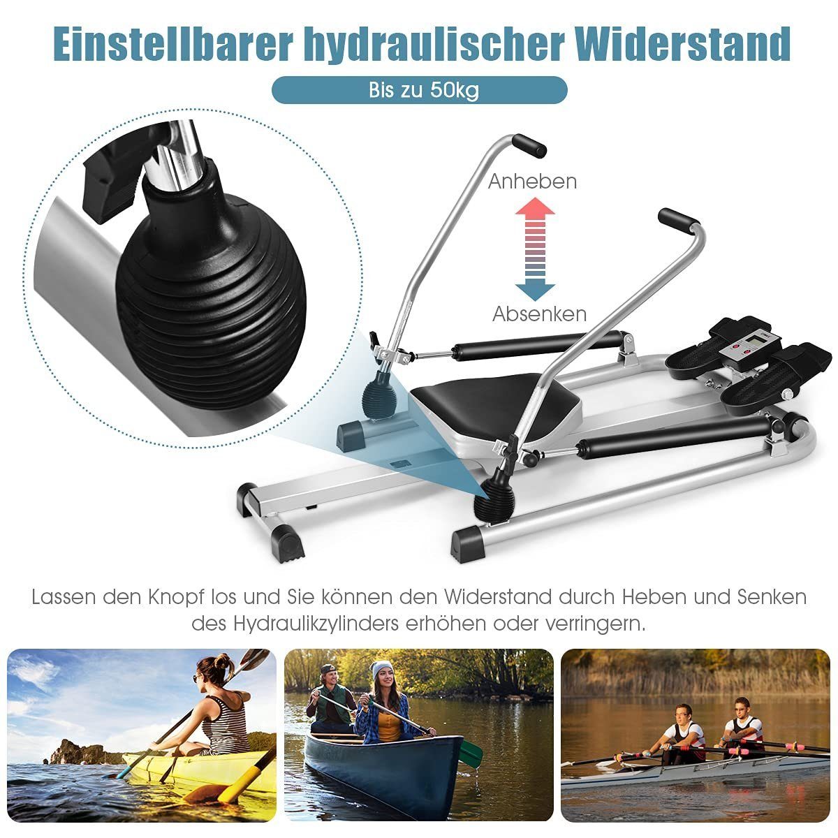 COSTWAY Ruderzugmaschine, mit Widerstand bis zu 50kg, für Zuhause