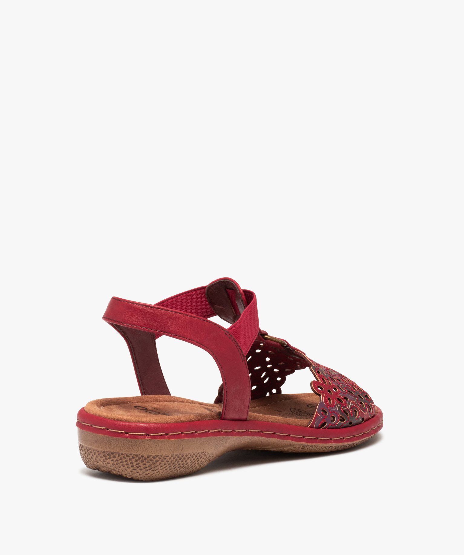 Sandales femme confort à enfiler avec bride fantaisie à fl... rouge fonce | GEMO