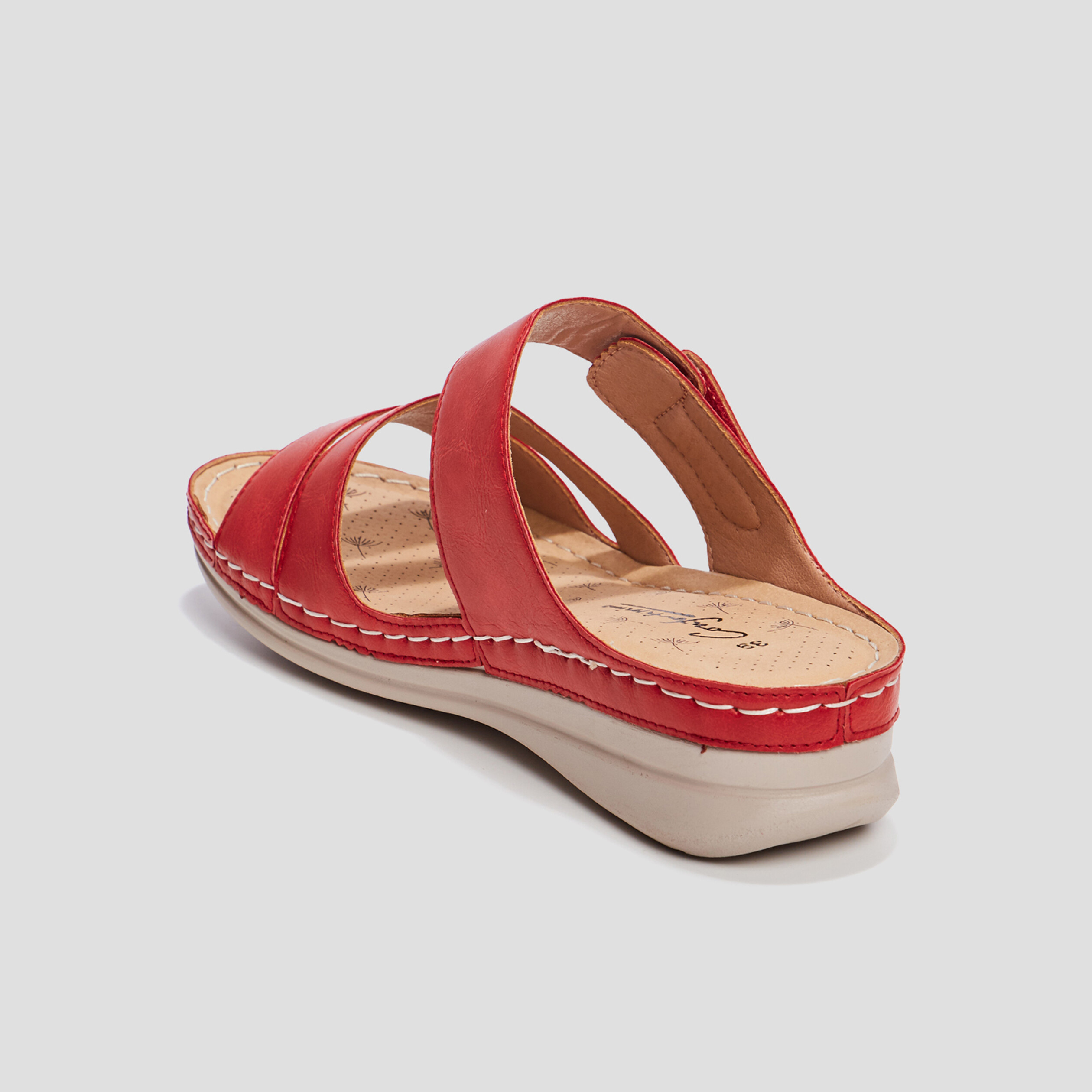 Mules compensées pied large rouge femme | La Halle