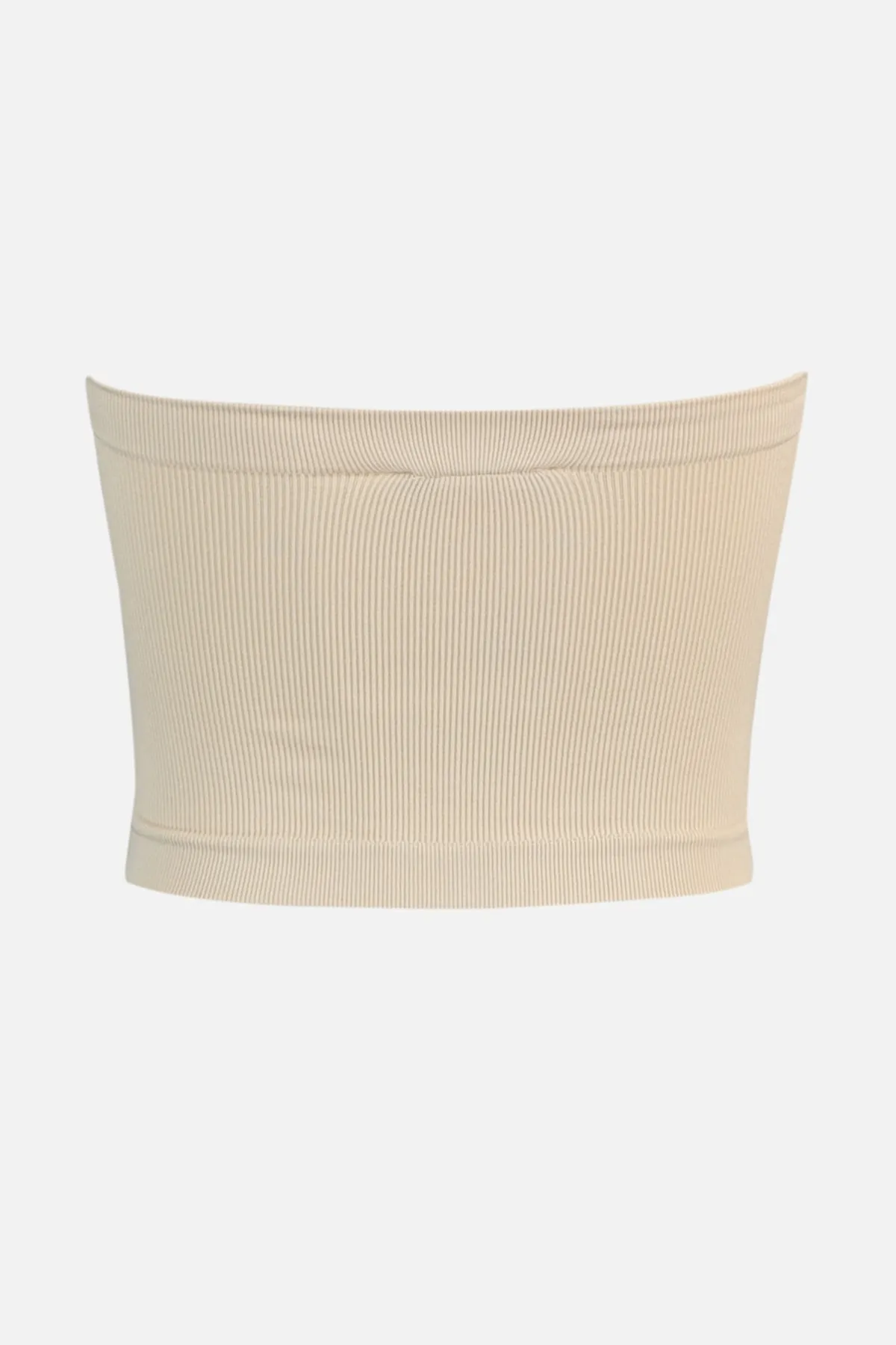 Trendyol Collection  Beigefarbener, nahtloser/nahtloser, leicht stützender/formender, trägerloser gestrickter Sport-BH TWOAW20BS0018