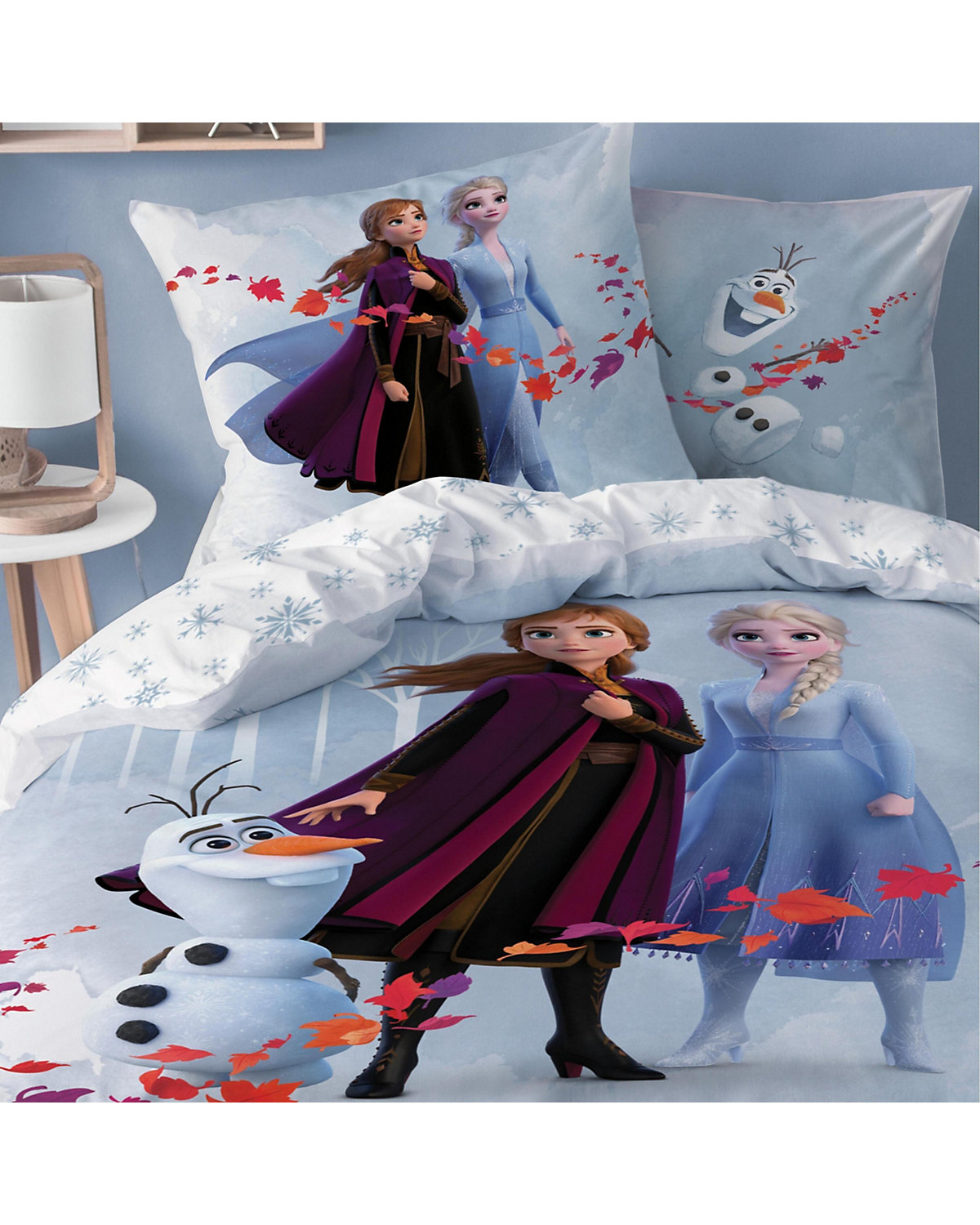 Kinder-Bettwäsche Mädchen Eiskönigin Frozen, Renforcé, 135 x 200 cm + 80 x 80 cm