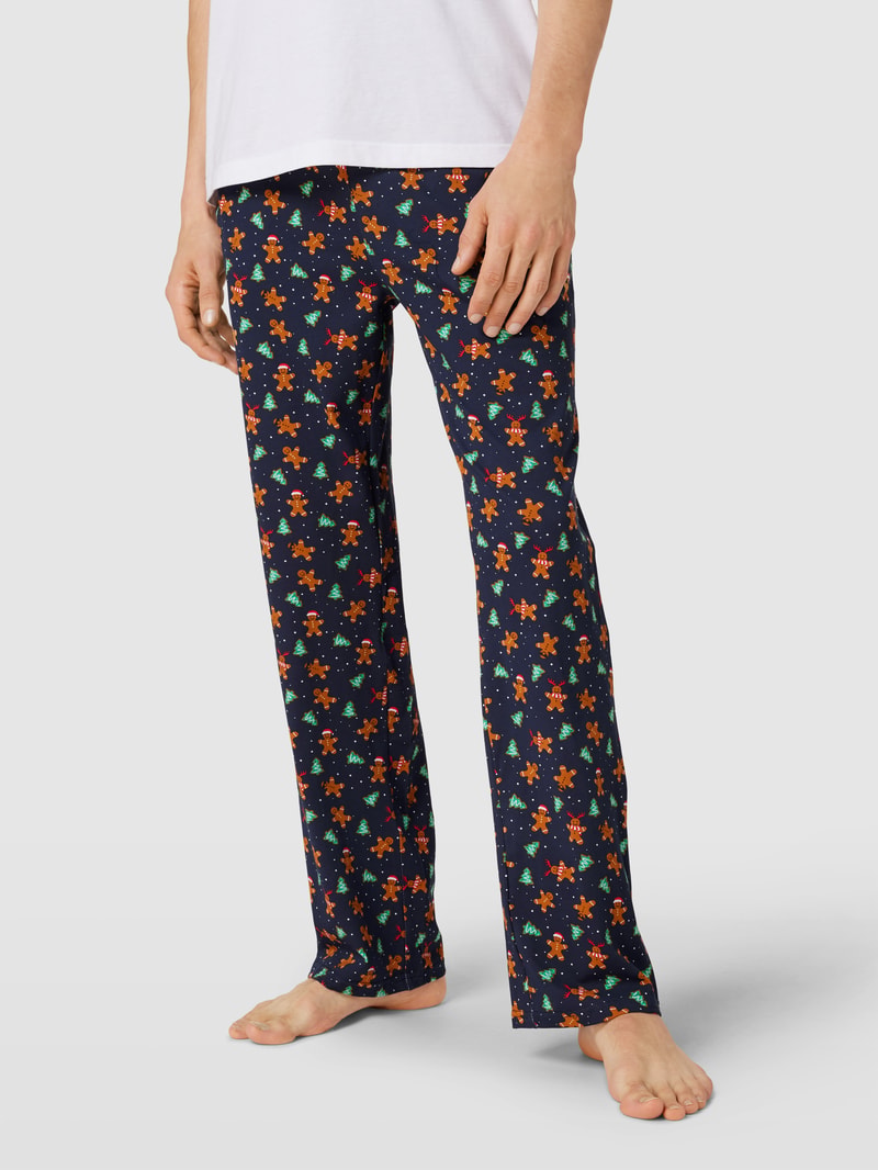 Pyjama-Hose mit Allover-Muster in mittelbraun