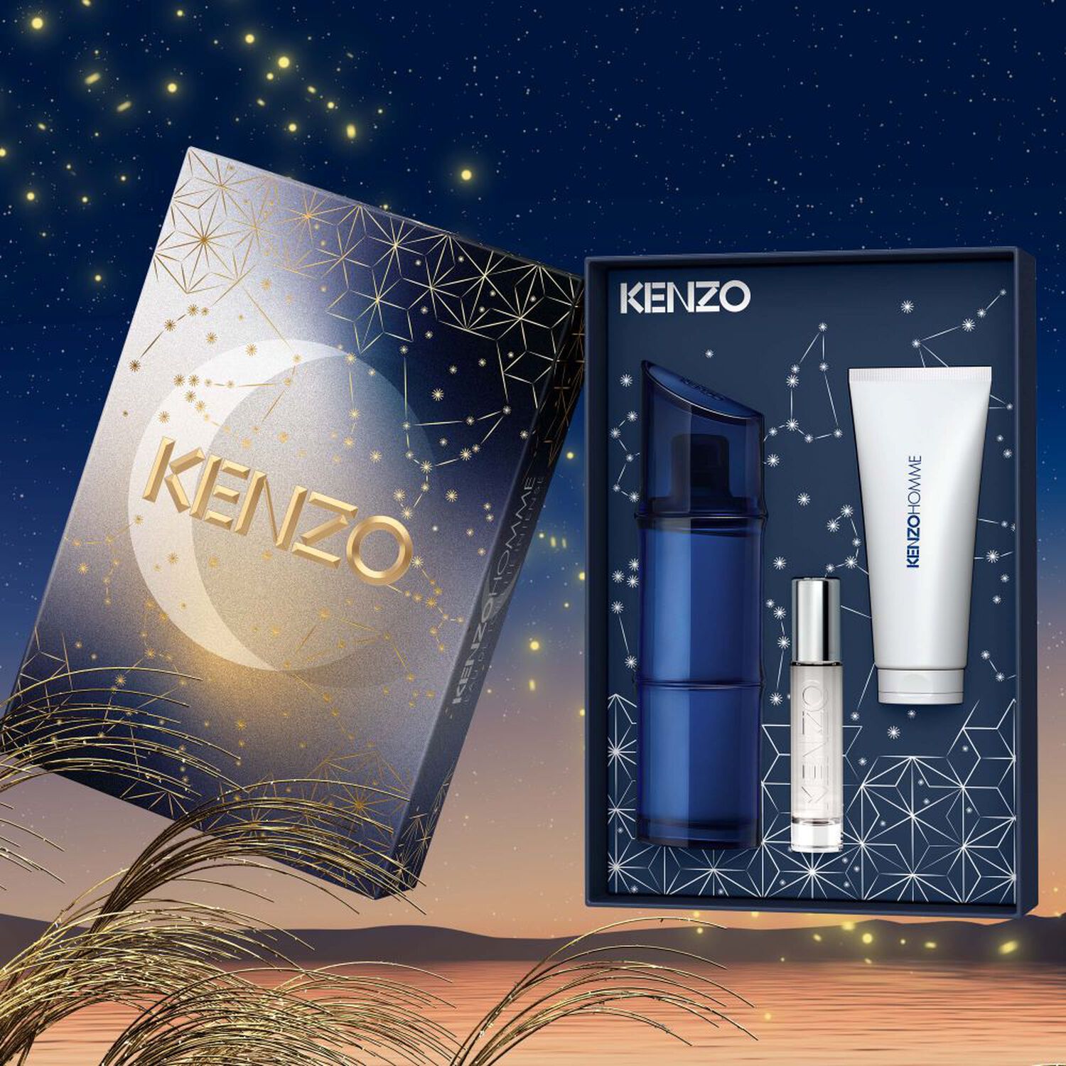 Kenzo Kenzo Homme Coffret Eau de Toilette Intense 110 ml + Gel Douche 75 ml + Vaporisateur de Voyage 10 ml
