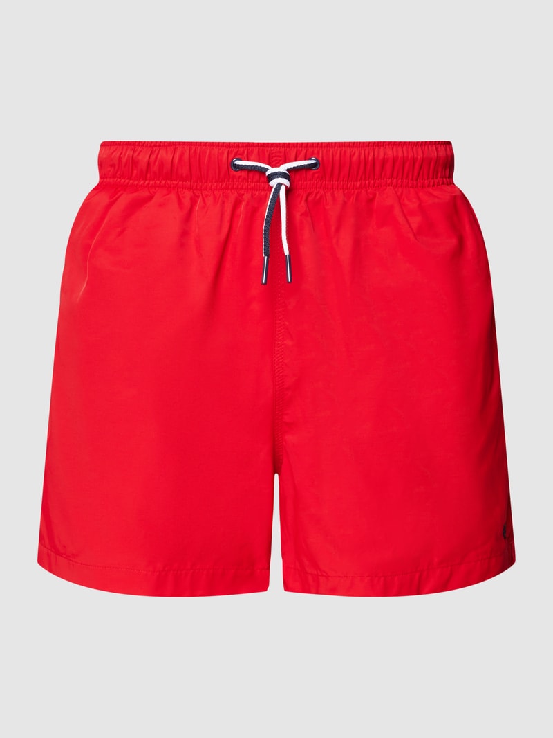 Badehose mit Label-Stitching Modell 'Gregory' in rot